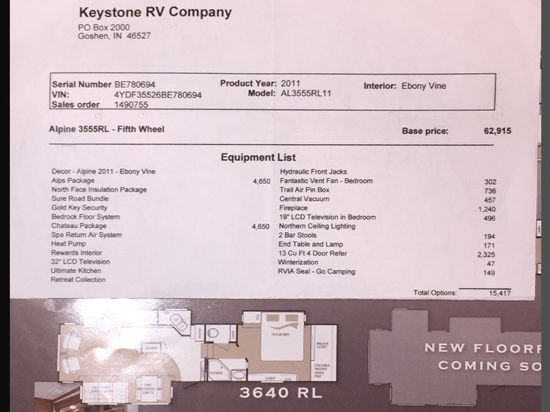 2011 Keystone RV Alpine 3555RL - 002