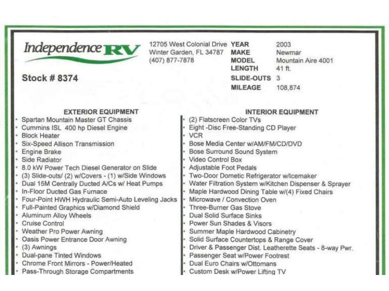 2003 Newmar Mountain Aire 4001 -028