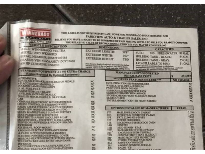 2005 Winnebago Vectra KD - 022