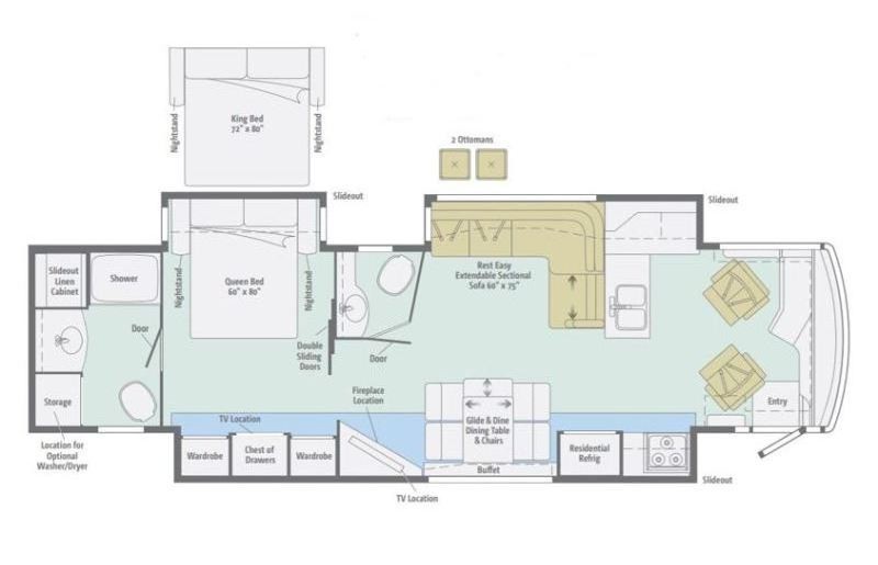 2015 Winnebago Journey  40R Floor Plan