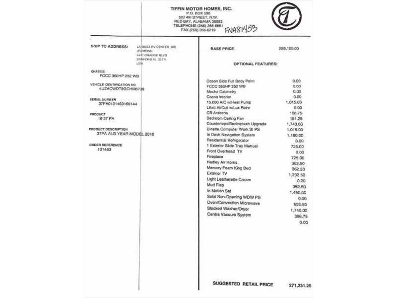 2016 Tiffin Allegro RED 37PA - 011