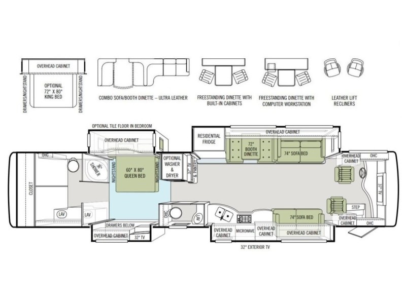 2011 Tiffin Allegro Bus 43QGP Floorplan