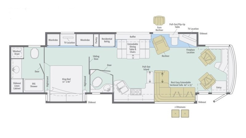 2015 Winnebago Tour 42QD Floorplan
