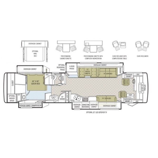 2010 Tiffin Phaeton 40QTH Floorplan