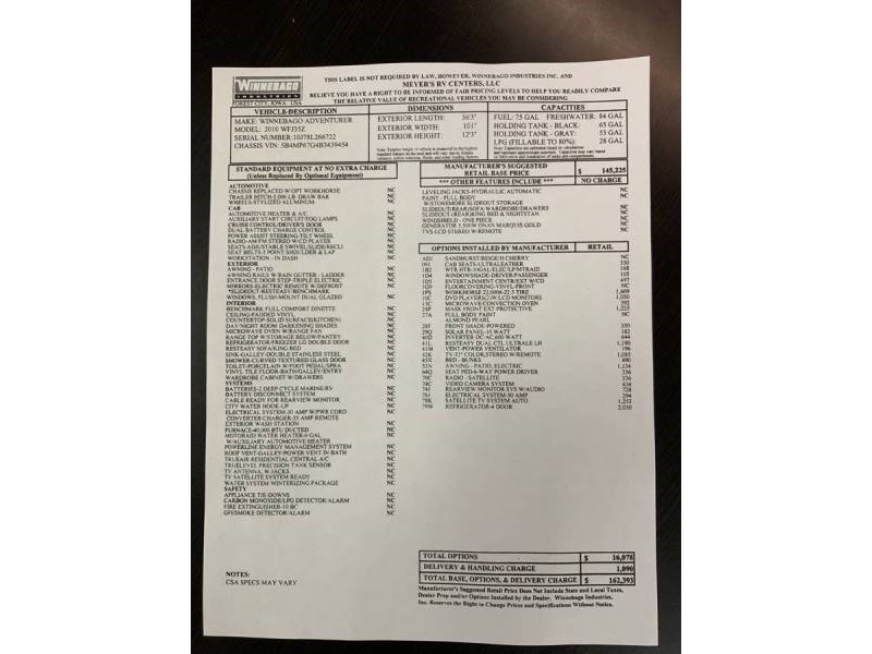 2010 Winnebago Adventurer 35Z - 017