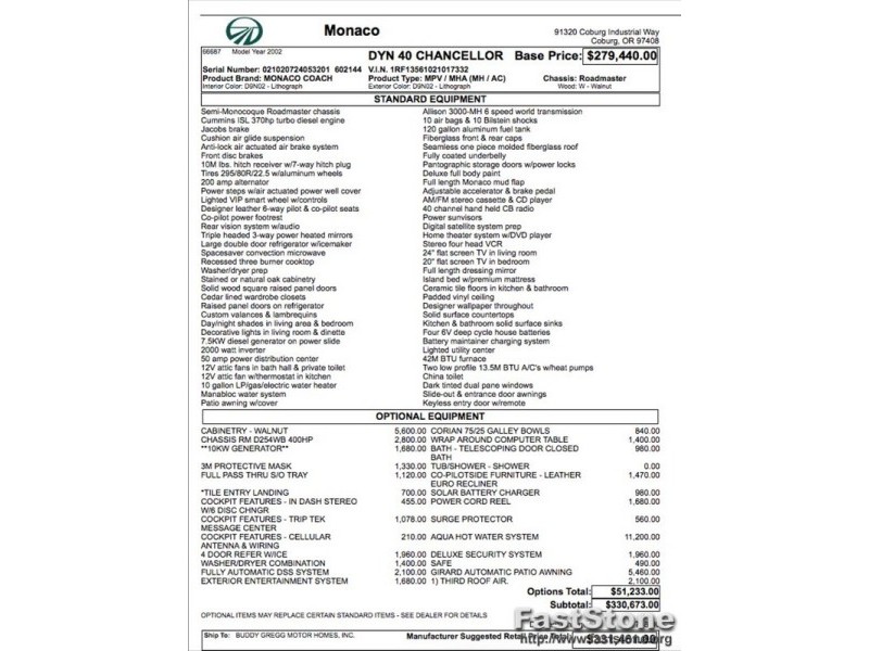 2002 Monaco Dynasty 40 Chancellor - 056